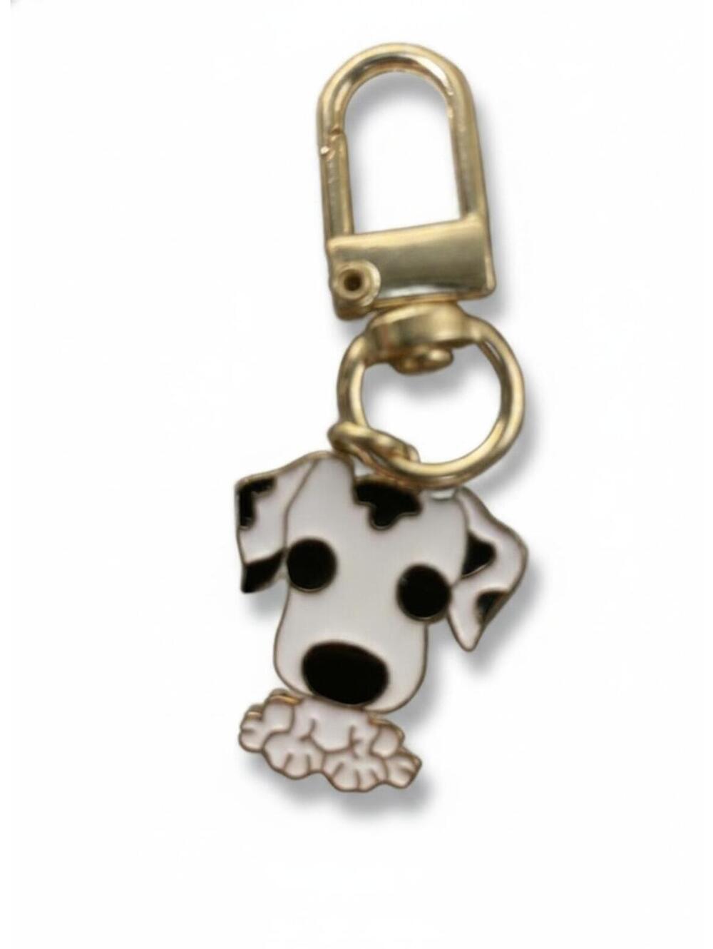 Dalmation Dog Lover Enamel Metal Keychain Charm Gold Clip Gift Animal Print New